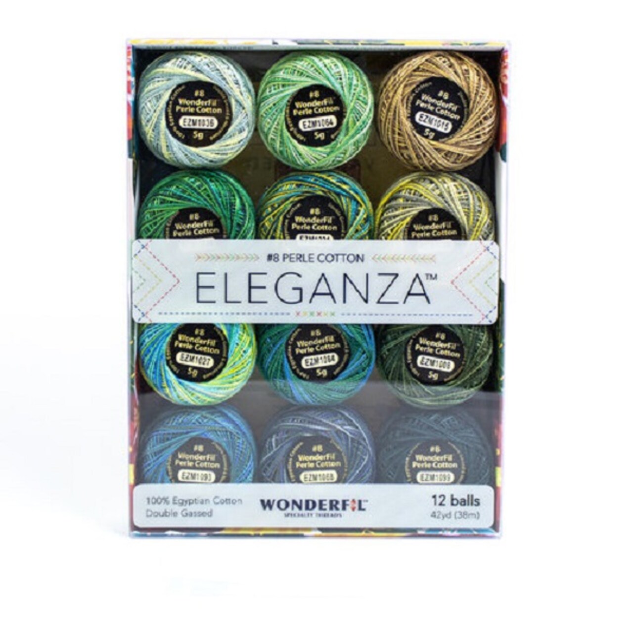 Wonderfil Eleganza 100% Egyptian Cotton Thread 12 Ball Set - Variegated - Meadow